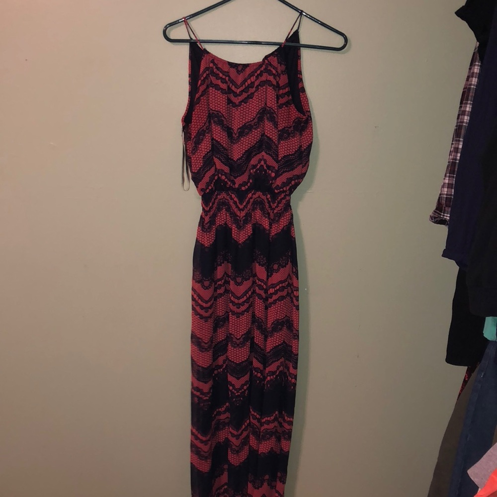 Navy blue and pink maxi dress